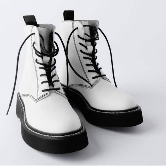 zara white platform boots